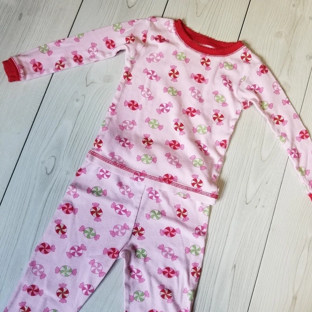 Just one year Carter's pink and red peppermint 2 piece pajama size 18 mo